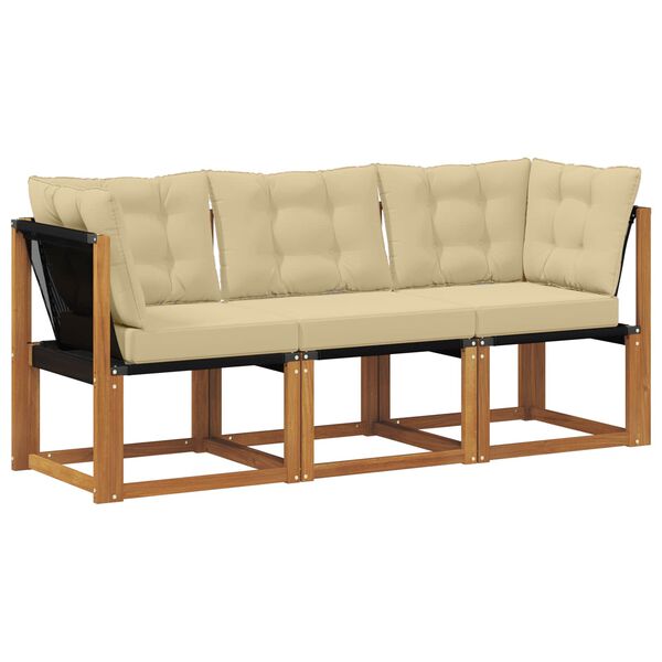 vidaXL Vanjski srednji i kutni kauč s jastukom 3 Komad Prirodna