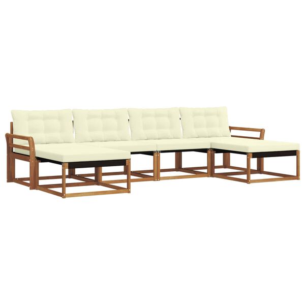 vidaXL Set vanjskih sofa s jastukom 6 pcs Prirodna i krem