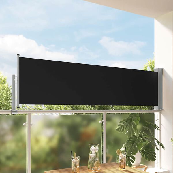 vidaXL Uvlačiva bočna tenda za terasu 80 x 300 cm crna