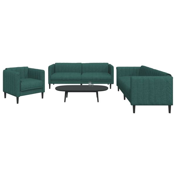 vidaXL 3-dijelni set sofa tamnozeleni od tkanine
