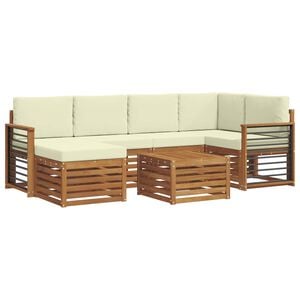 vidaXL Set vanjskih sofa 7 kom. Prirodna i krem Poliester
