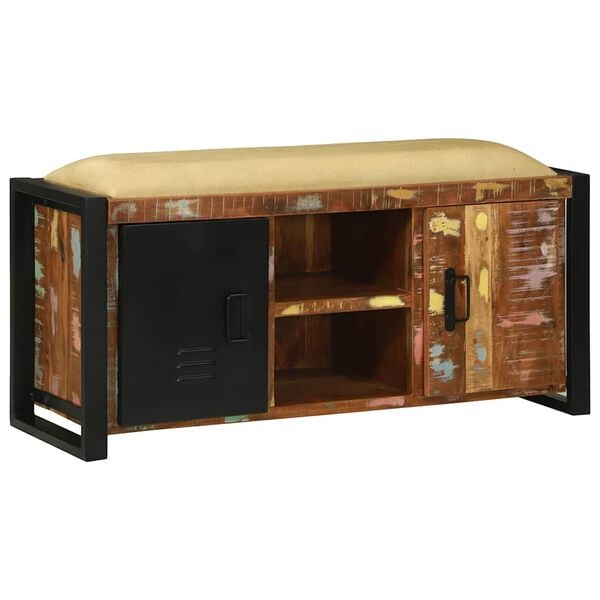 vidaXL Klupa s ormarom Šareni Čvrsto drvo iz reciklaže