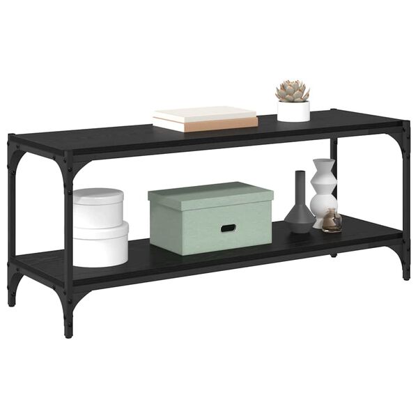 vidaXL TV ormar Crni hrast 100x33x41cm Obrađeno drvo i čelik