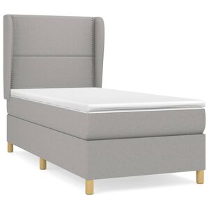 vidaXL Box spring krevet s madracem svjetlosivi 90x190 cm od tkanine
