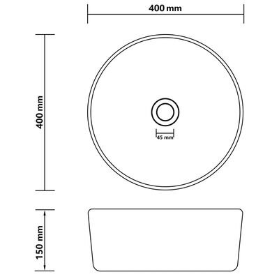 vidaXL Luksuzni okrugli umivaonik mat krem 40 x 15 cm keramički