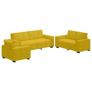 vidaXL 3-dijelni set sofa s jastucima, žuti bar&scaron;un