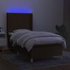 vidaXL Krevet box spring s madracem LED tamnosmeđi 100x200 cm tkanina