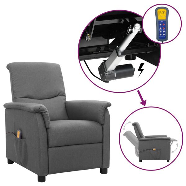 vidaXL Masažna fotelja na podizanje od tkanine svjetlosiva