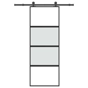 vidaXL Klizna vrata s priborom 76 x 205 cm kaljeno staklo i aluminij