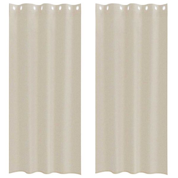 vidaXL Voile zavjesa sa zavjesama 2 pcs Pijesak 245 x 140 cm Poliester