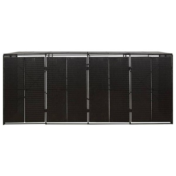 vidaXL Spremište za 4 kante za smeće crno 274 x 80 x 117 cm poliratan