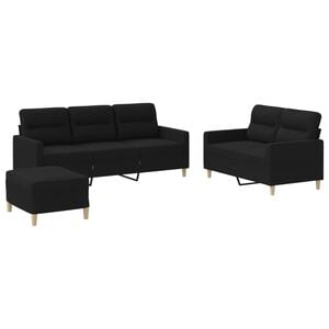 vidaXL 3-dijelni set sofa s jastucima crni od tkanine