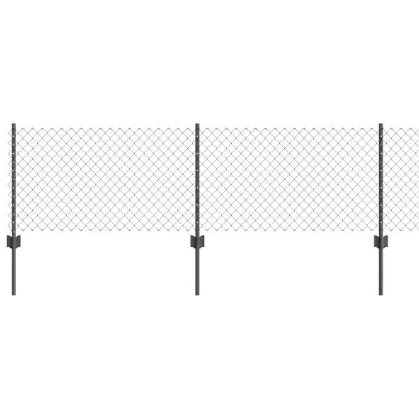 vidaXL Ograda s postovima Siva 0,6 x 10 m Čelik i PVC