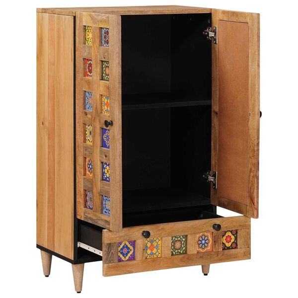 vidaXL Highboard Prirodna 60 x 33,5 x 100 cm Čvrsto drvo manga