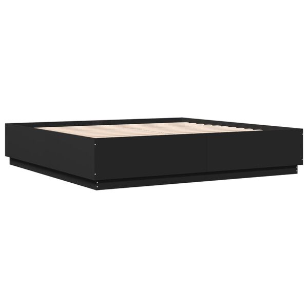 vidaXL Okvir kreveta s LED svjetlima crni 200x200 cm konstruirano drvo