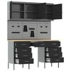 vidaXL Radni ormar s ladicama s pohranom 8 pcs Crna 150 x 55 x 200 cm