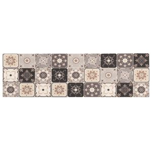 vidaXL Kuhinjski Tepih Siva i bež mozaik 150 x 45 cm 100% poliamid