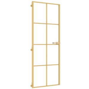 vidaXL Sobna vrata tanka zlatna 76x201,5 cm kaljeno staklo i aluminij