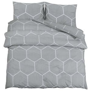 vidaXL Set navlaka za poplun sivo-bijeli 260x240 cm pamuk