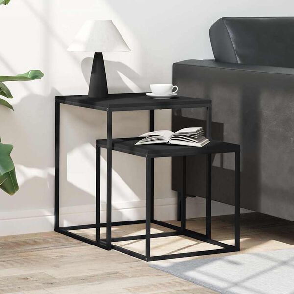 vidaXL 2-dijelni set stolića za kavu od konstruiranog drva i metala