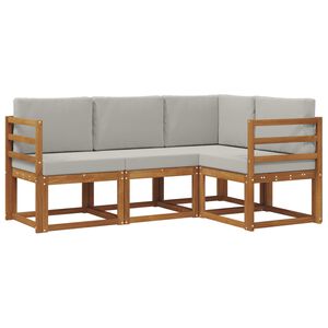 vidaXL Set vanjskih sofa s jastukom 4 pcs Prirodna i svijetlo siva