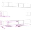 vidaXL Set TV komoda Zidne 8 pcs Crni hrast Konstruirano drvo