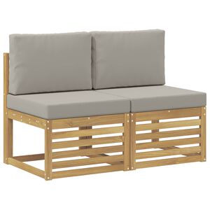 vidaXL 2 Komad Srednja sofa za van Čvrsto drvo akacije Bijela