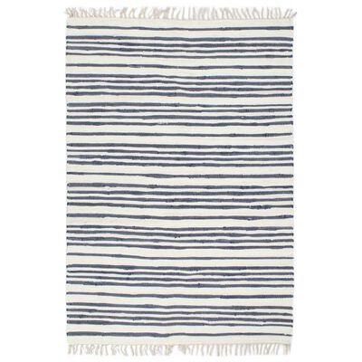 vidaXL Ručno tkani tepih Chindi od pamuka 200 x 290 cm plavo-bijeli