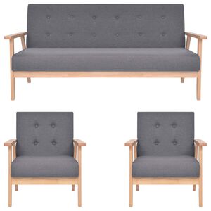 vidaXL 3-dijelni set sofa od tkanine tamnosivi