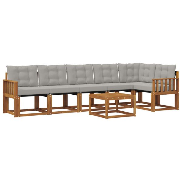 vidaXL Set vanjskih sofa s jastukom 7 pcs Prirodna i svijetlo siva