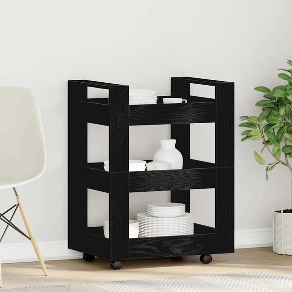 vidaXL Kuhinjski kolica Crni hrast 60 x 45 x 80 cm Konstruirano drvo