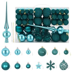 vidaXL Set božićnih kuglica 111 kom. Zelena 6 cm Polistiren