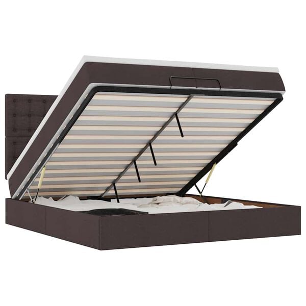 vidaXL Okvir kreveta s madracima tamnosmeđi 200x200cm tkanine