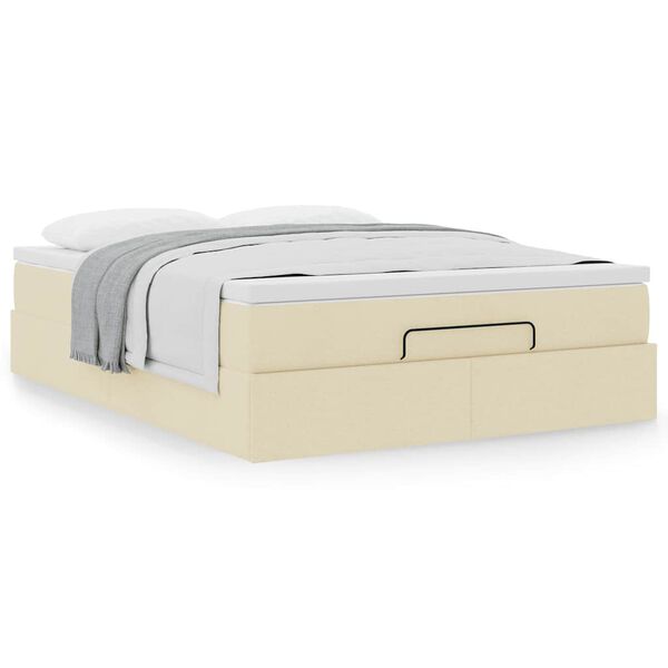 vidaXL Otomanski krevet s madracem krem 140x190cm od tkanine