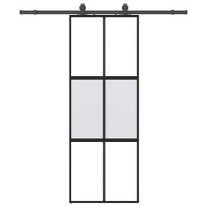 vidaXL Klizna vrata s priborom crna 76 x 205 cm kaljeno staklo