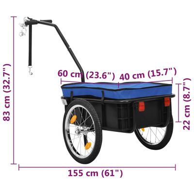 vidaXL Prikolica za bicikl / ručna kolica 155x60x83 cm čelična plava