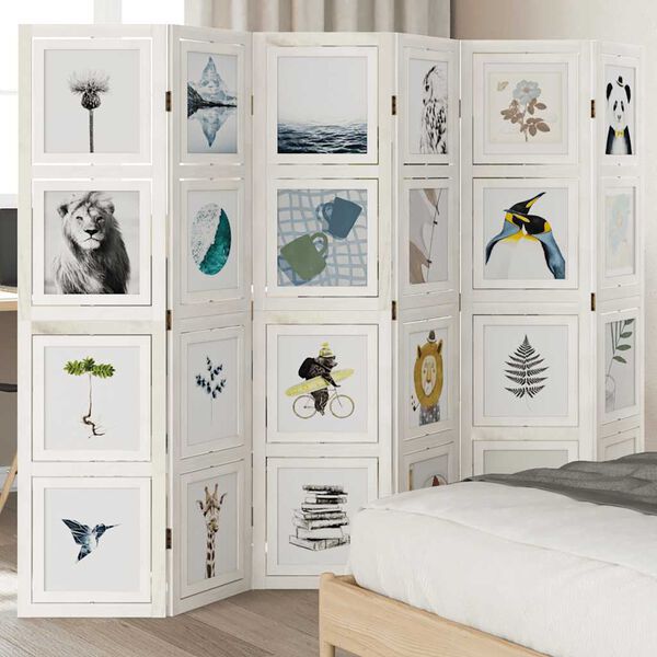 vidaXL Sobna pregrada s 6 panela bijela od masivnog drva paulovnije