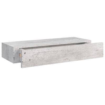 vidaXL Zidna polica s ladicom siva boja betona 60 x 23,5 x 10 cm MDF