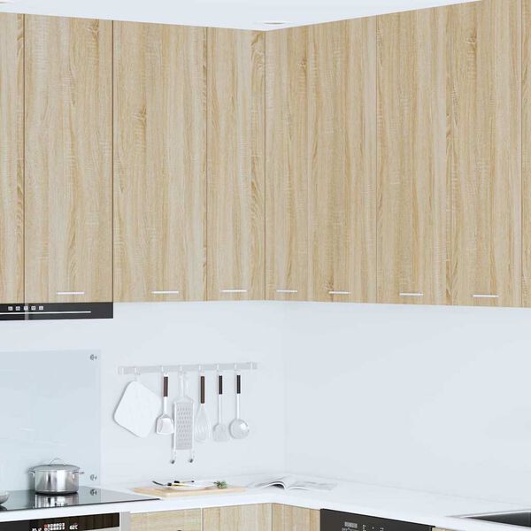 vidaXL Viseći ormarić s vratima Sonoma hrast i bijela 57 x 57 x 100 cm