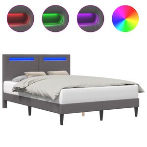 vidaXL Krevetna konstrukcija Siva 140 x 200 cm Umjetna koža