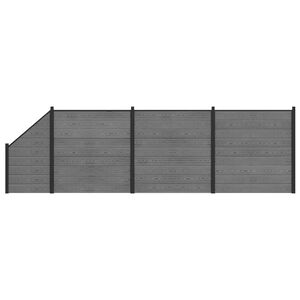 vidaXL Set ograde 619 x 186 cm WPC i aluminij Siva