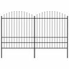 vidaXL Vrtna ograda s vrhom koplja Čelik 359x200 cm Crna