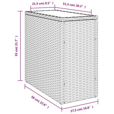vidaXL Vrtni stol sa staklenom pločom sivi 58x27,5x55 cm od poliratana