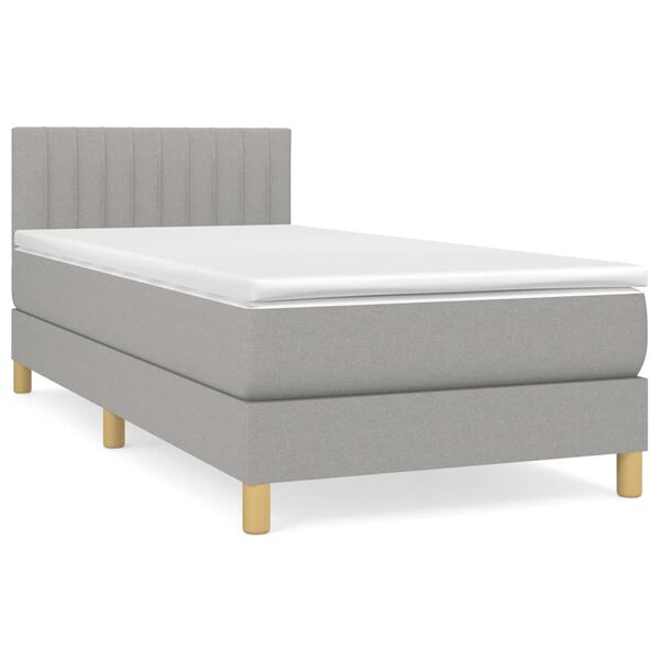 vidaXL Box spring krevet s madracem svjetlosivi 90x190 cm od tkanine