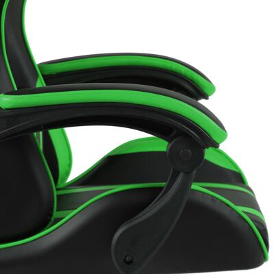 vidaXL Igraća stolica od umjetne kože s osloncem za noge crno-zelena