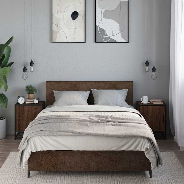 vidaXL Noćni ormarići 2 kom smeđi hrast Konstruirano drvo i metal