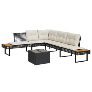 vidaXL 2-dijelni set vrtnih sofa s jastucima poliratan i staklo crni
