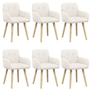 vidaXL Trpezarijske stolice 6 pcs Boucl&eacute; Krem 59 x 57 x 85 cm