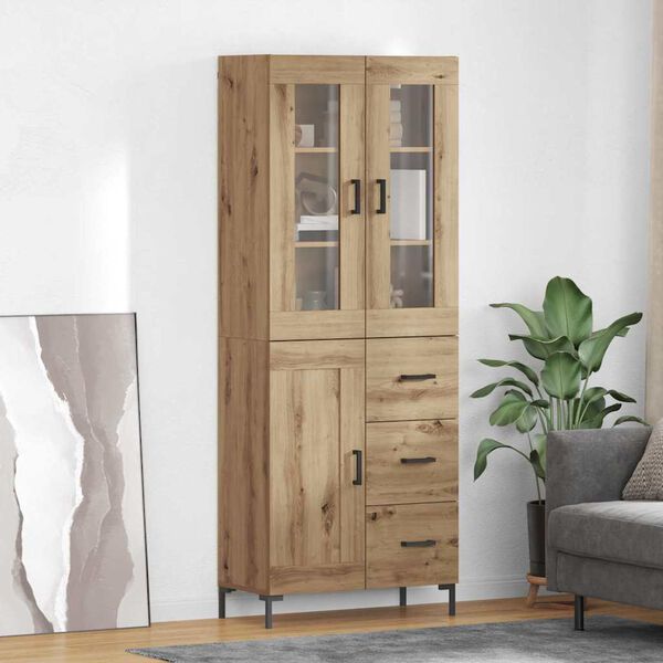 vidaXL Highboard s ladicama 2 pcs Umjetnički hrast Konstruirano drvo