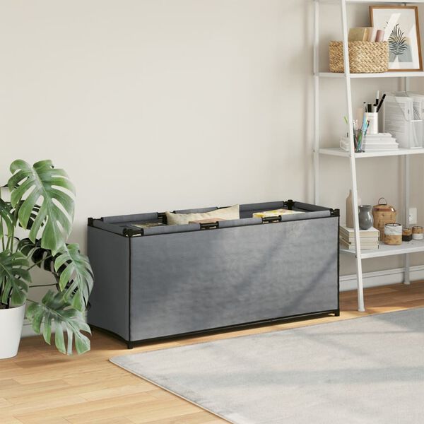 vidaXL Kutija za pohranu siva 105 x 34,5 x 45 cm od tkanine